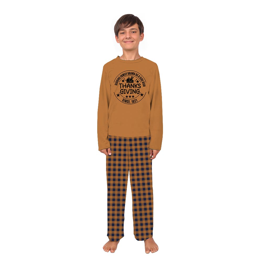 Serving Family Quote Thanksgiving Family Pajama Sets with Customization Serving Family Quote Thanksgiving Family Pajama Sets with Customization