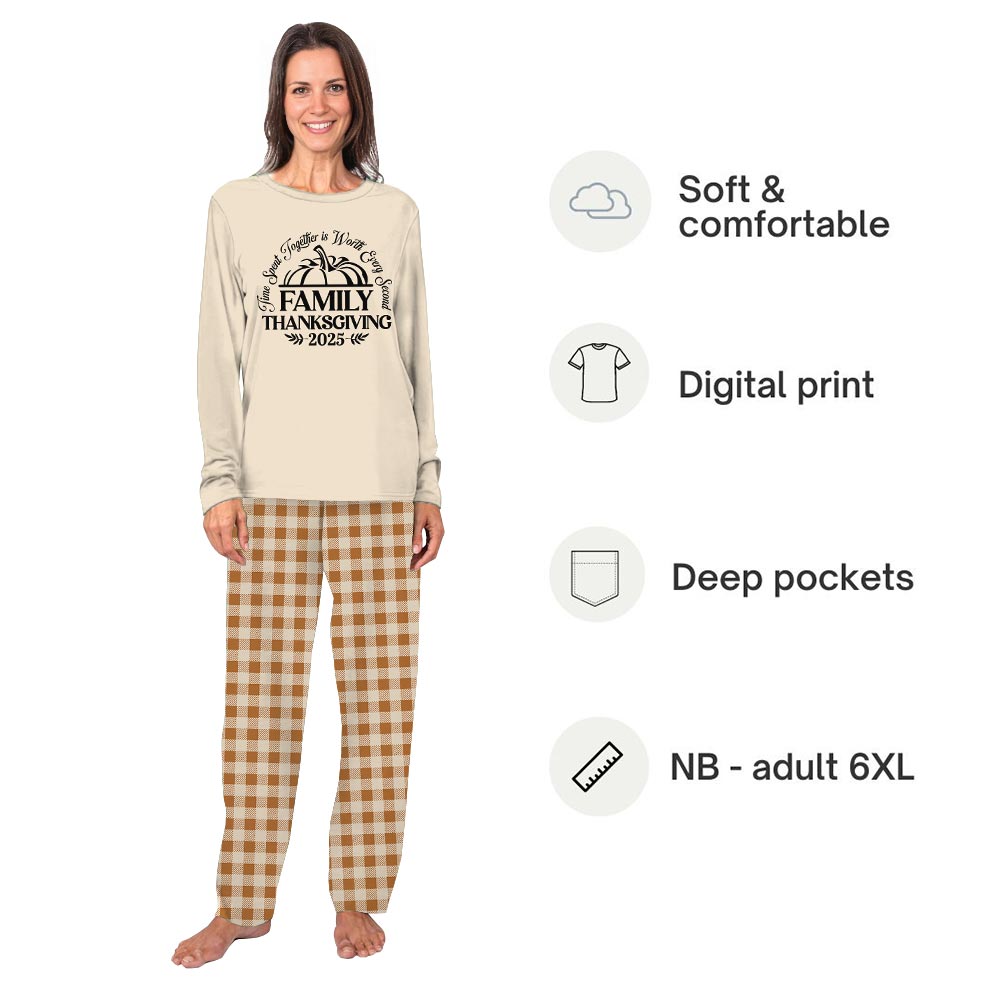 Time Spent Together Quote Matching Thanksgiving PJs with Pumpkin Time Spent Together Quote Matching Thanksgiving PJs with Pumpkin