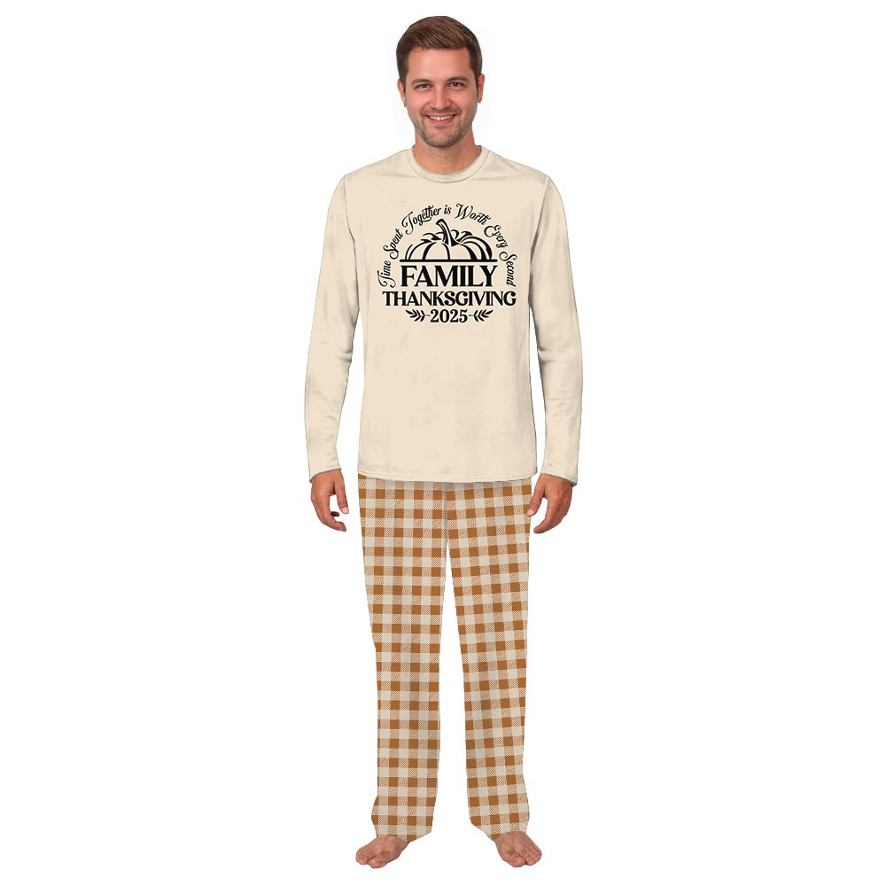 Time Spent Together Quote Matching Thanksgiving PJs with Pumpkin Time Spent Together Quote Matching Thanksgiving PJs with Pumpkin
