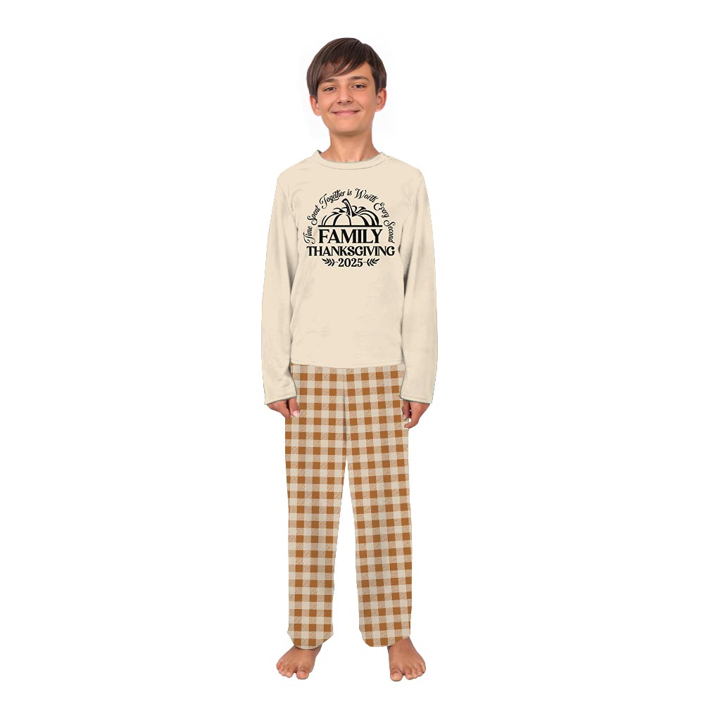 Time Spent Together Quote Matching Thanksgiving PJs with Pumpkin Time Spent Together Quote Matching Thanksgiving PJs with Pumpkin