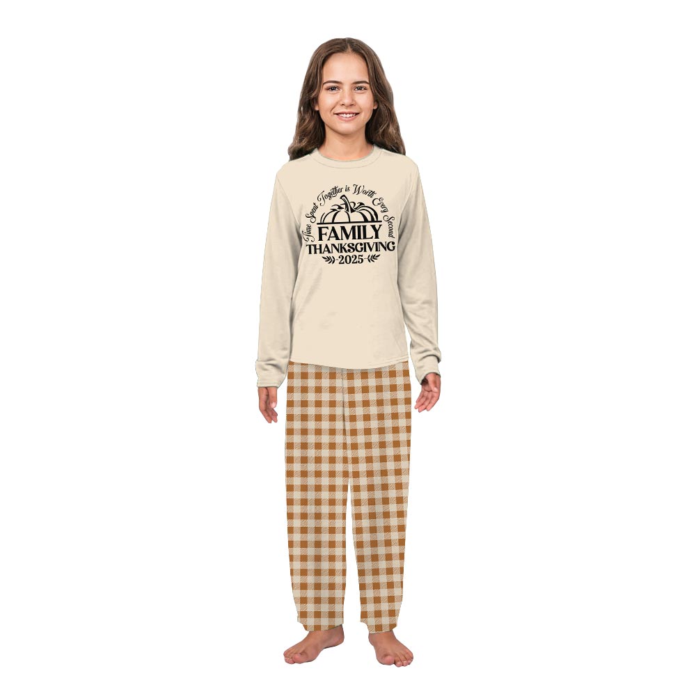 Time Spent Together Quote Matching Thanksgiving PJs with Pumpkin Time Spent Together Quote Matching Thanksgiving PJs with Pumpkin