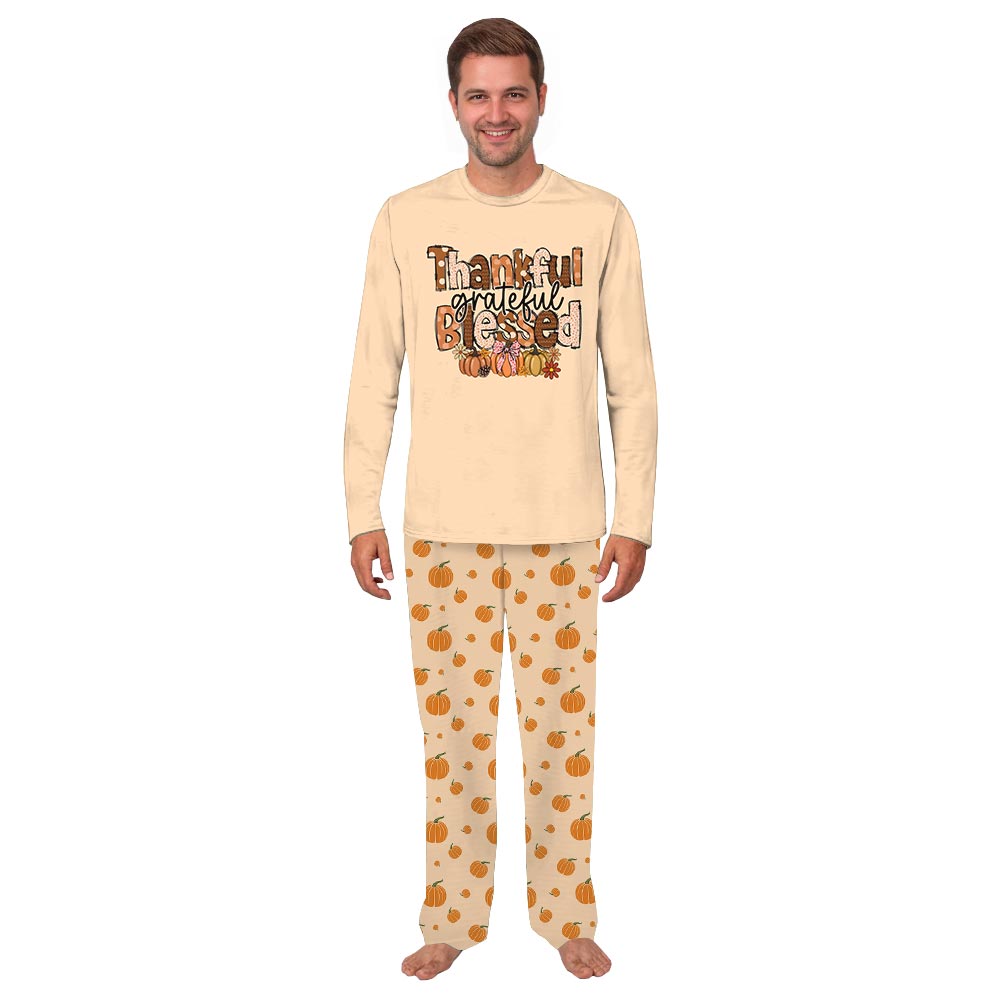 Festive Thankful Grateful Blessed Saying Family Thanksgiving PJs Festive Thankful Grateful Blessed Saying Family Thanksgiving PJs