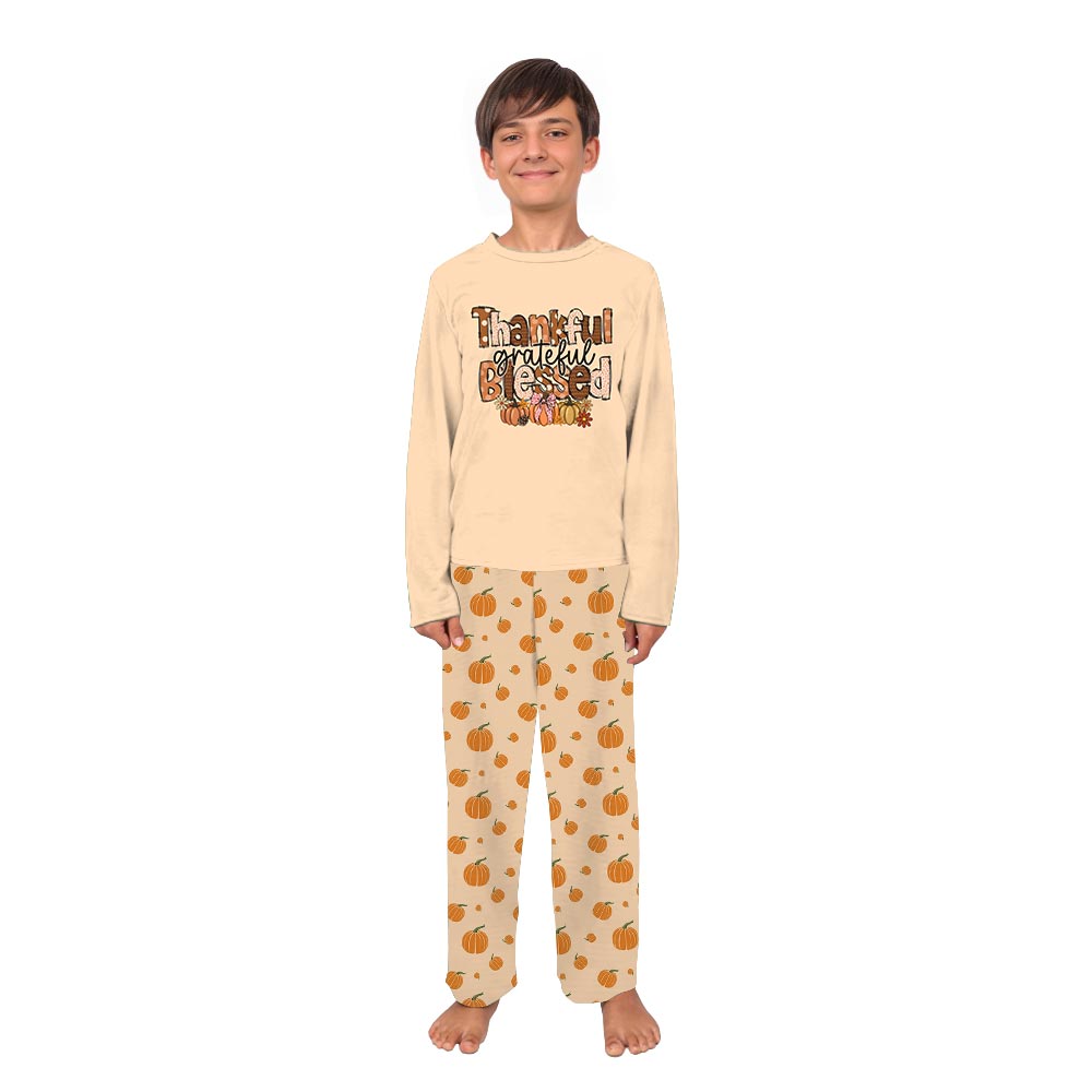 Festive Thankful Grateful Blessed Saying Family Thanksgiving PJs Festive Thankful Grateful Blessed Saying Family Thanksgiving PJs