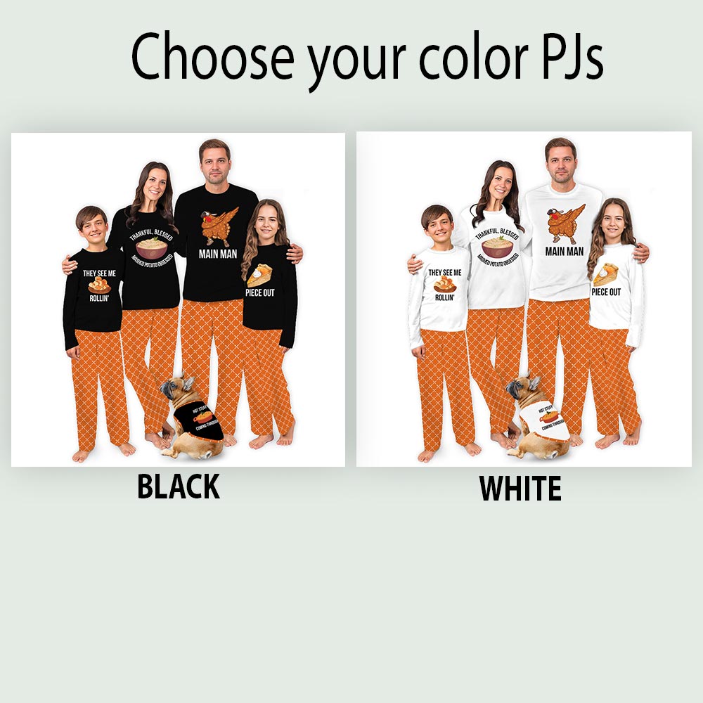 Thanksgiving Family Dinner Design Custom Family Pajama Sets Thanksgiving Family Dinner Design Custom Family Pajama Sets