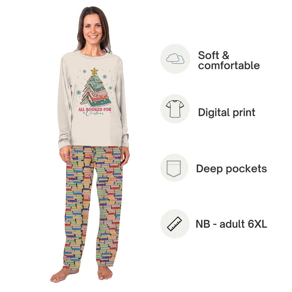 Cream Book Lover Collection Family Pj Set With Dog Cream Book Lover Collection Family Pj Set With Dog
