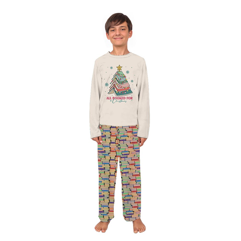 Cream Book Lover Collection Family Pj Set With Dog Cream Book Lover Collection Family Pj Set With Dog