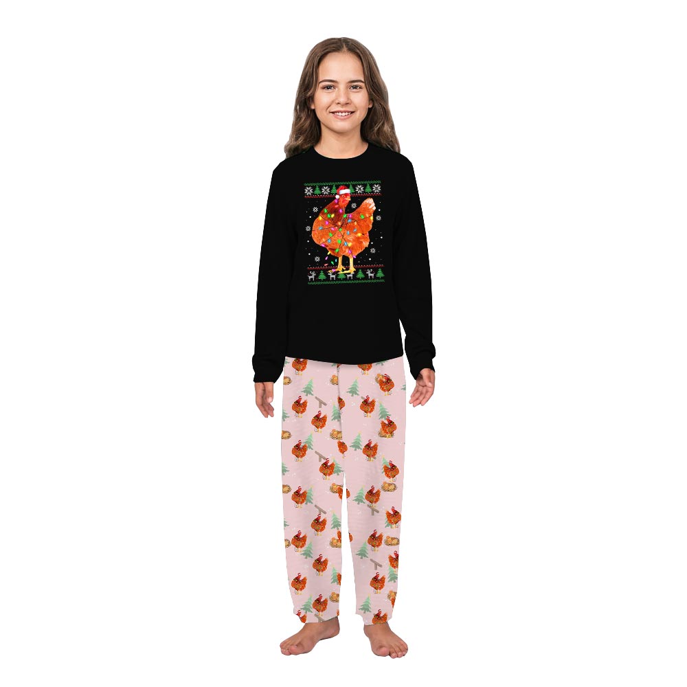 Pink Christmas Chicken Doggy And Me Matching Pajamas