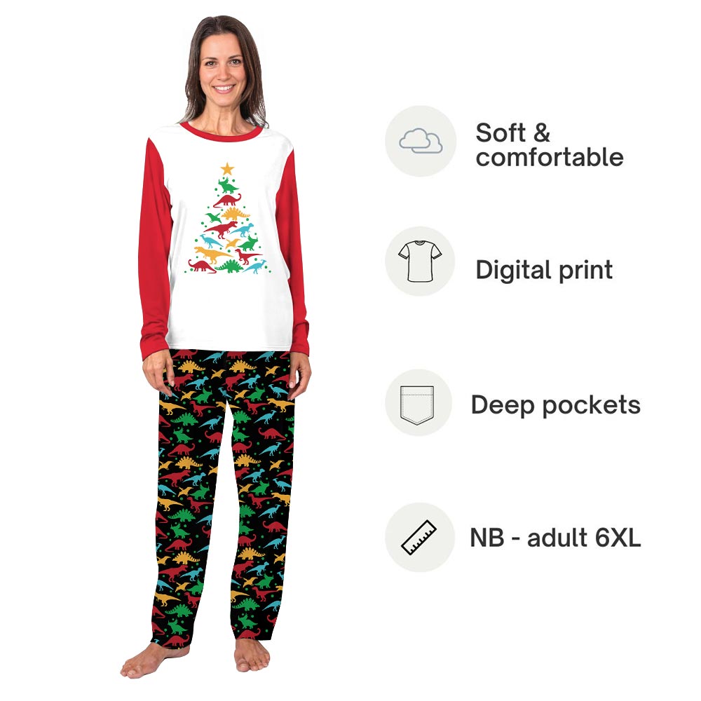 White and Red Christmas Tree Rex Pajamas for Family White and Red Christmas Tree Rex Pajamas for Family