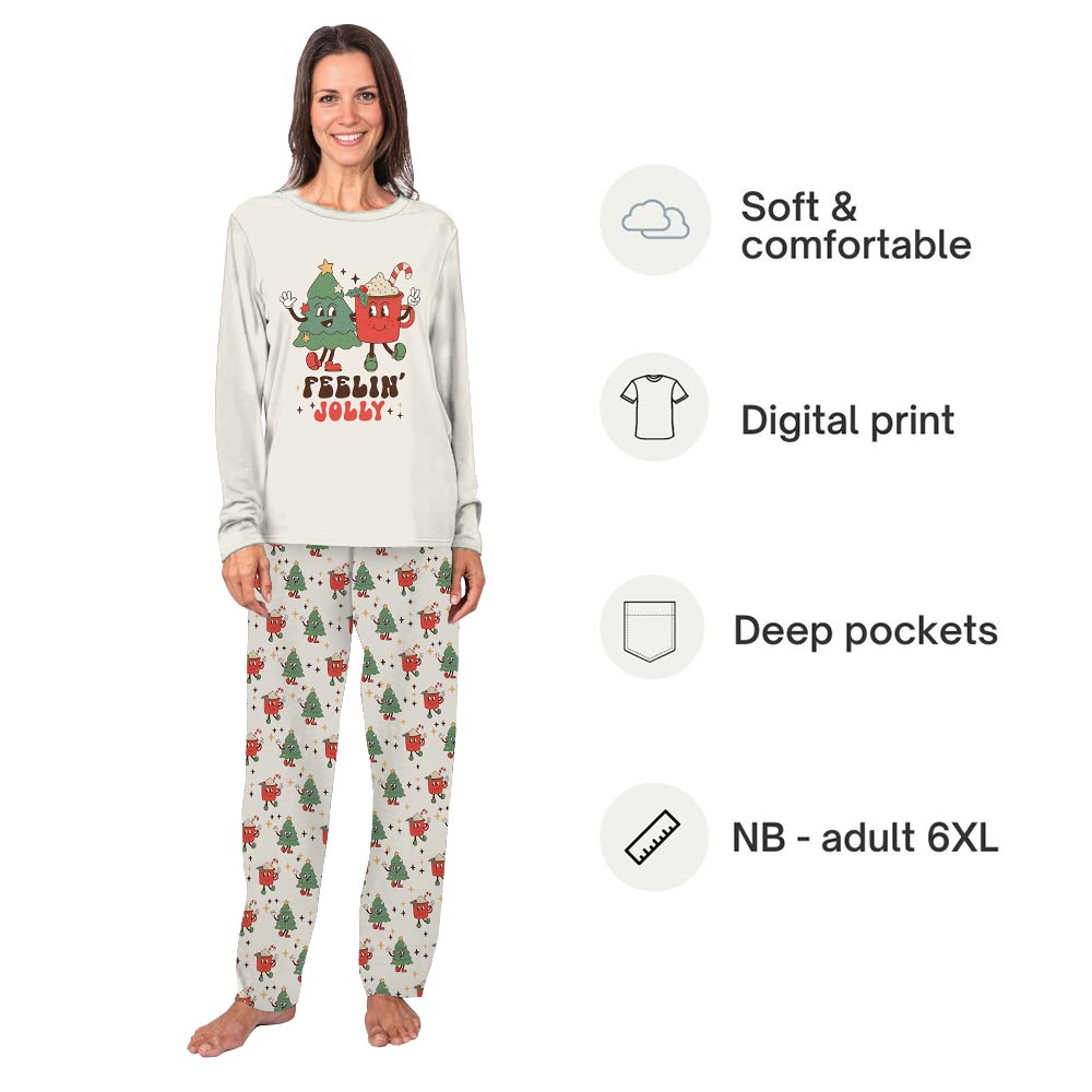 White Feeling Jolly Quote Christmas Matching Pajama Set Dog