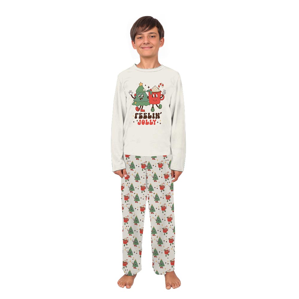 White Feeling Jolly Quote Christmas Matching Pajama Set Dog