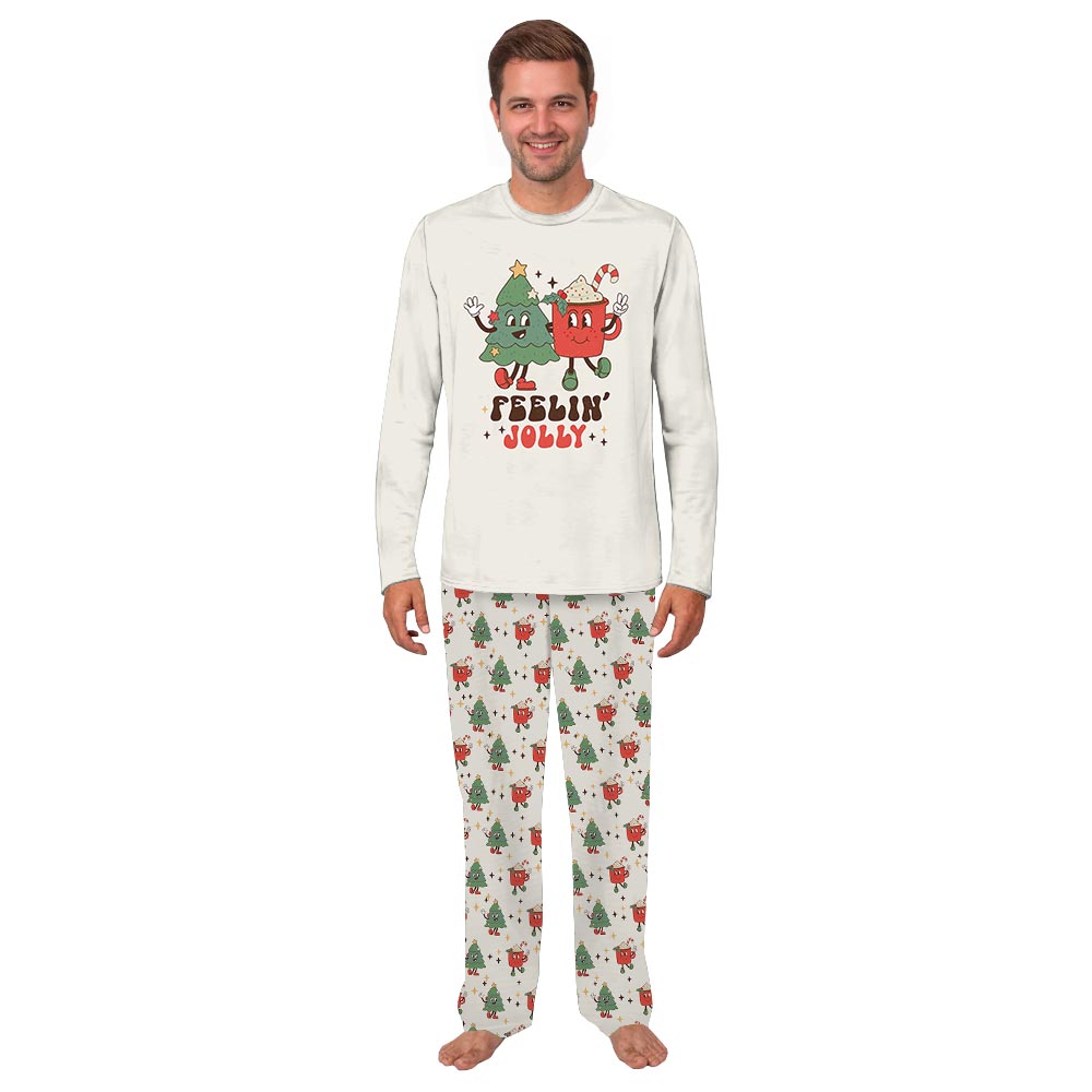 White Feeling Jolly Quote Christmas Matching Pajama Set Dog