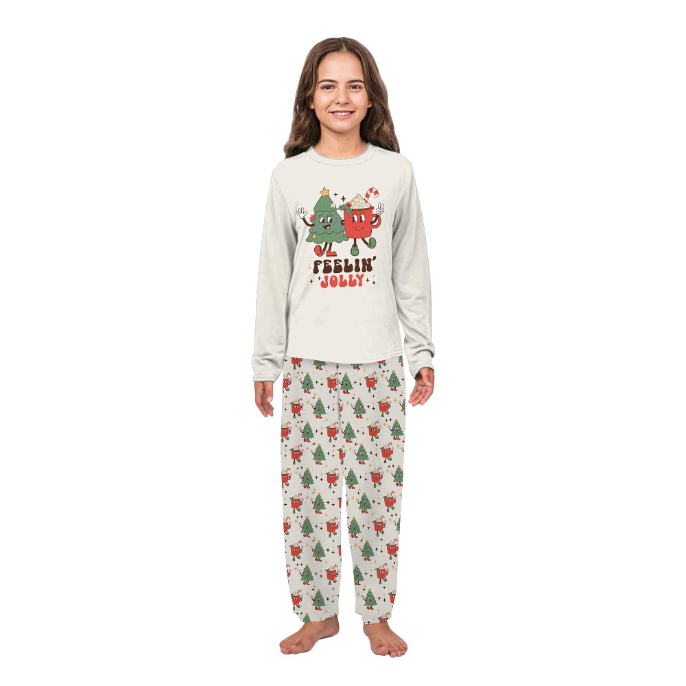 White Feeling Jolly Quote Christmas Matching Pajama Set Dog