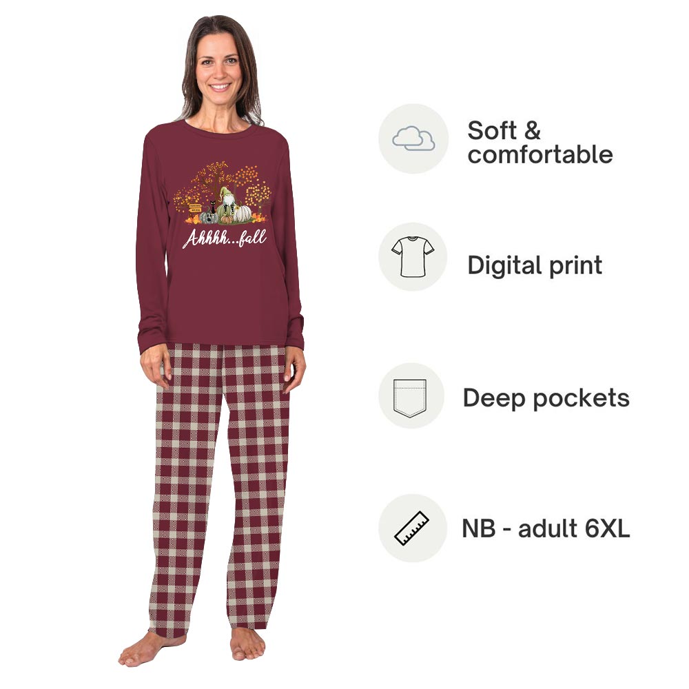Thanksgiving Matching PJs And Dog with Fall Patterns Thanksgiving Matching PJs And Dog with Fall Patterns