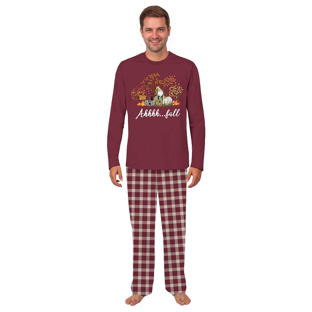 Thanksgiving Matching PJs And Dog with Fall Patterns Thanksgiving Matching PJs And Dog with Fall Patterns
