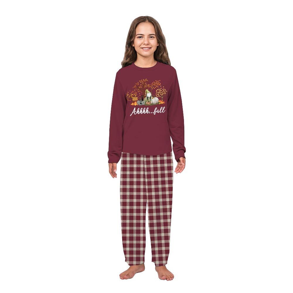 Thanksgiving Matching PJs And Dog with Fall Patterns Thanksgiving Matching PJs And Dog with Fall Patterns