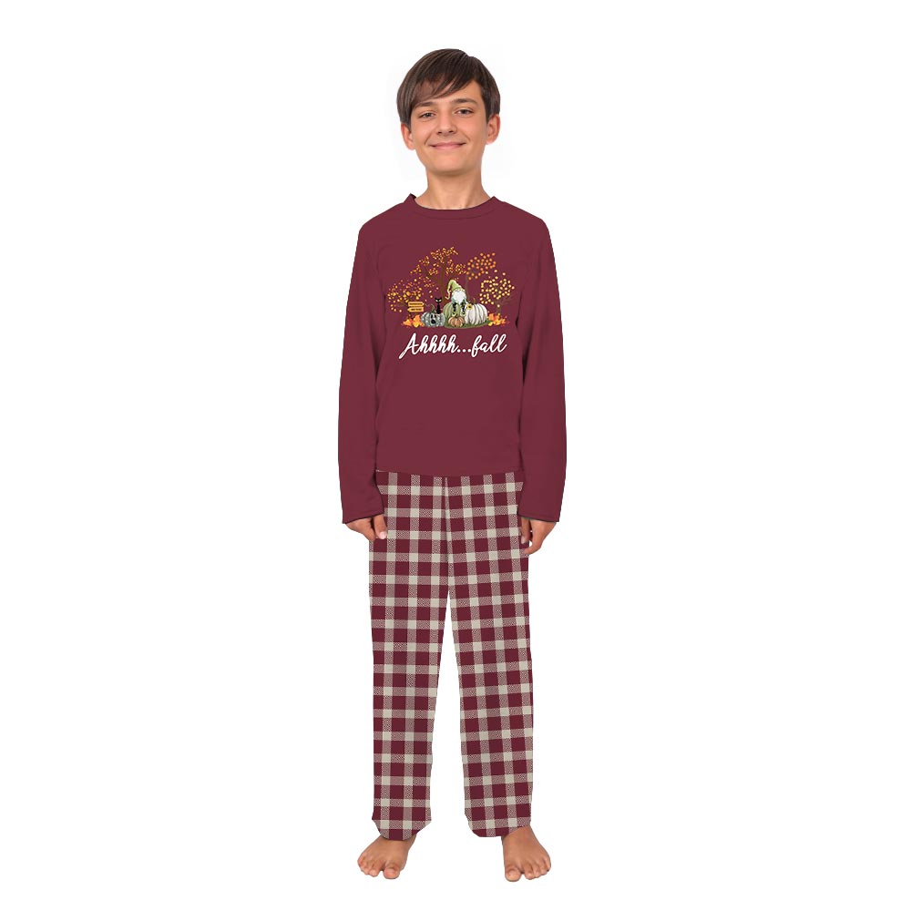 Thanksgiving Matching PJs And Dog with Fall Patterns Thanksgiving Matching PJs And Dog with Fall Patterns