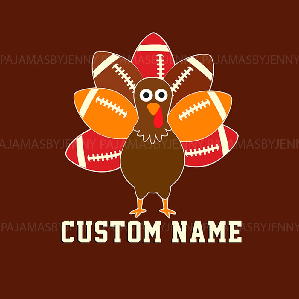 Thanksgiving Custom Family Pajamas with Football Tail Turkey Thanksgiving Custom Family Pajamas with Football Tail Turkey