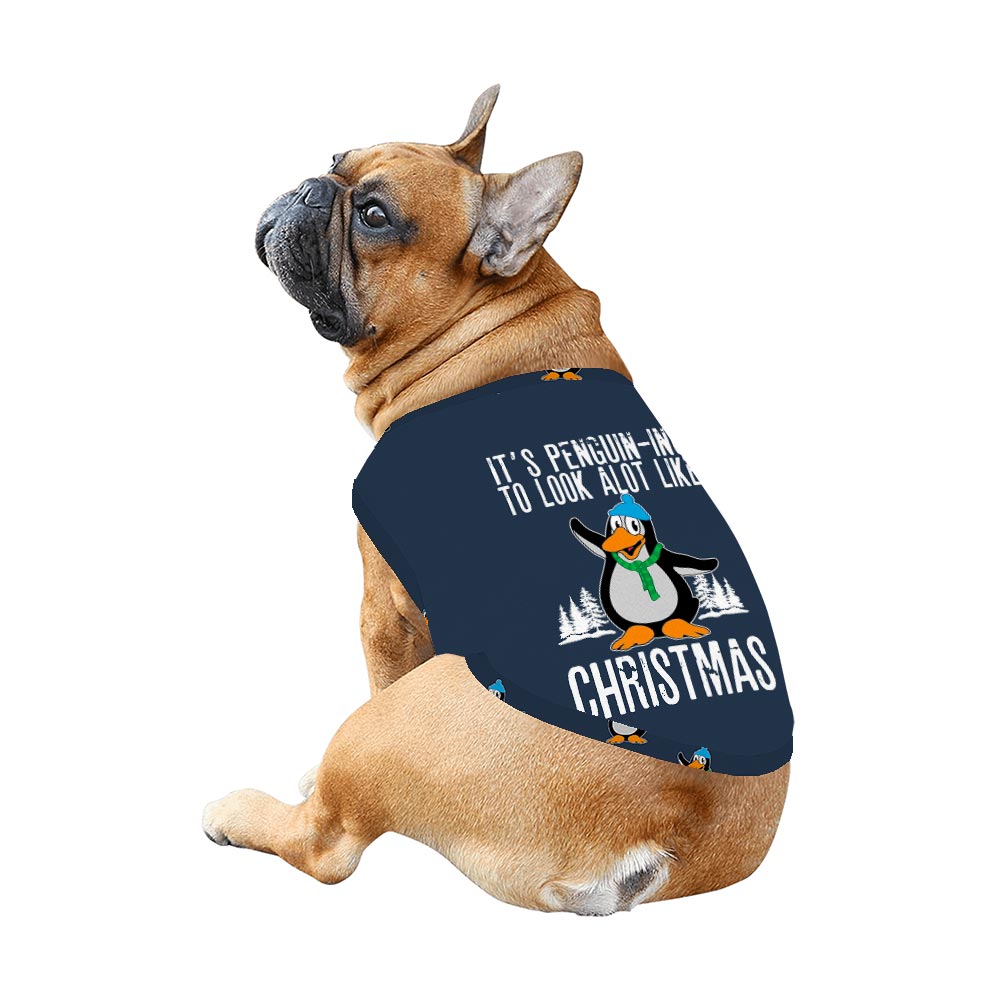 Navy Christmas Penguin Themed Holiday Family Pajamas With Dog Navy Christmas Penguin Themed Holiday Family Pajamas With Dog