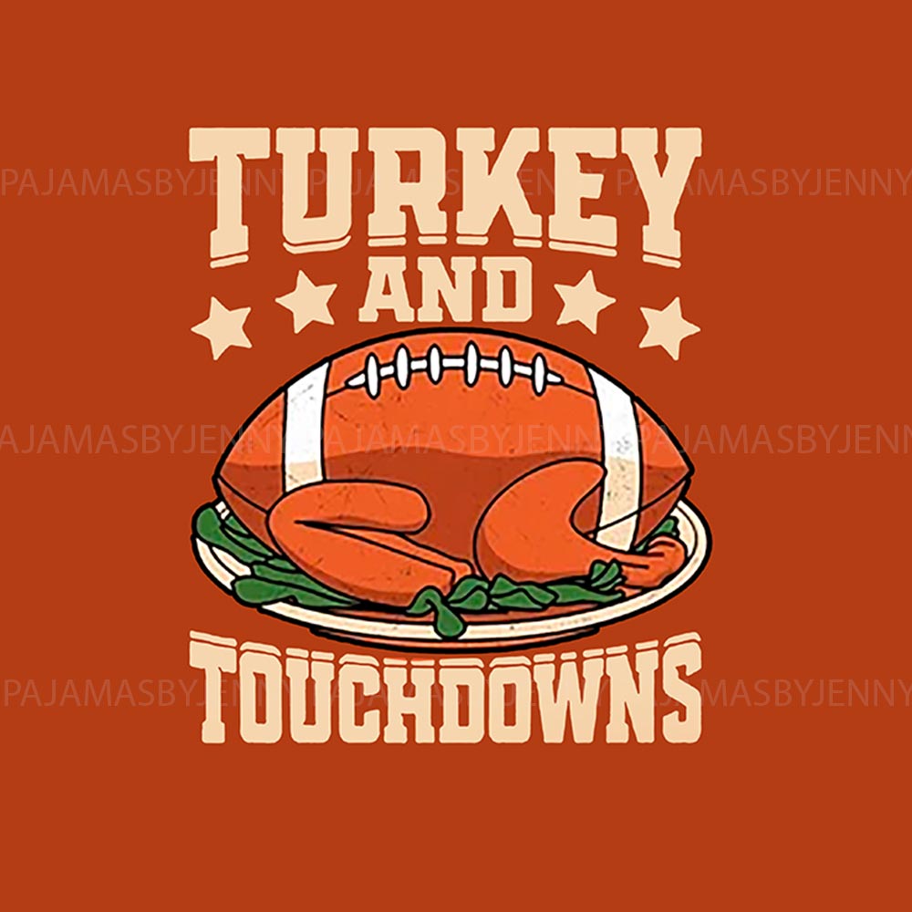 Thanksgiving Matching Pajamas with Turkey and Football Theme Thanksgiving Matching Pajamas with Turkey and Football Theme
