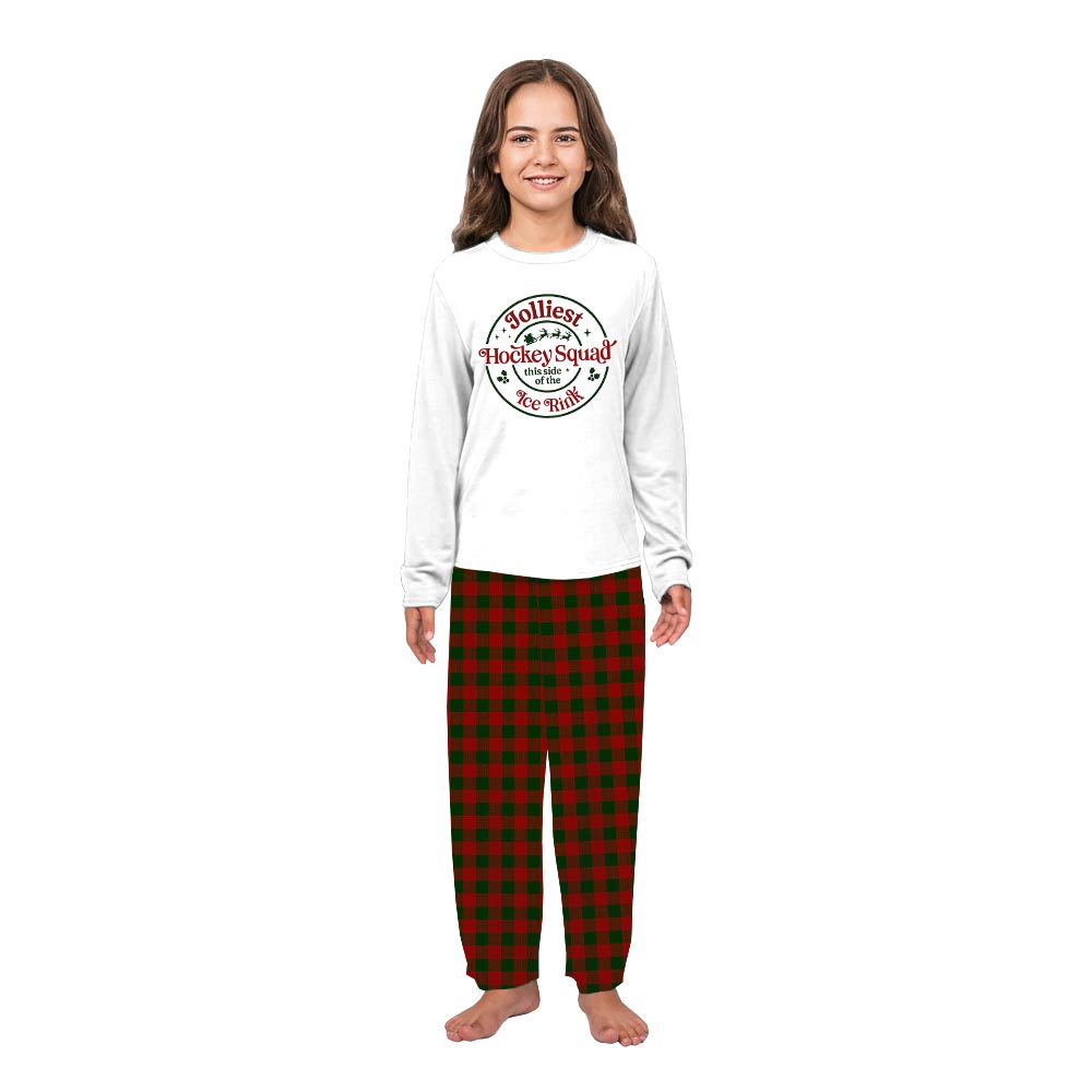 Custom Hockey Squad Quote Family With Dog Christmas Pajamas
