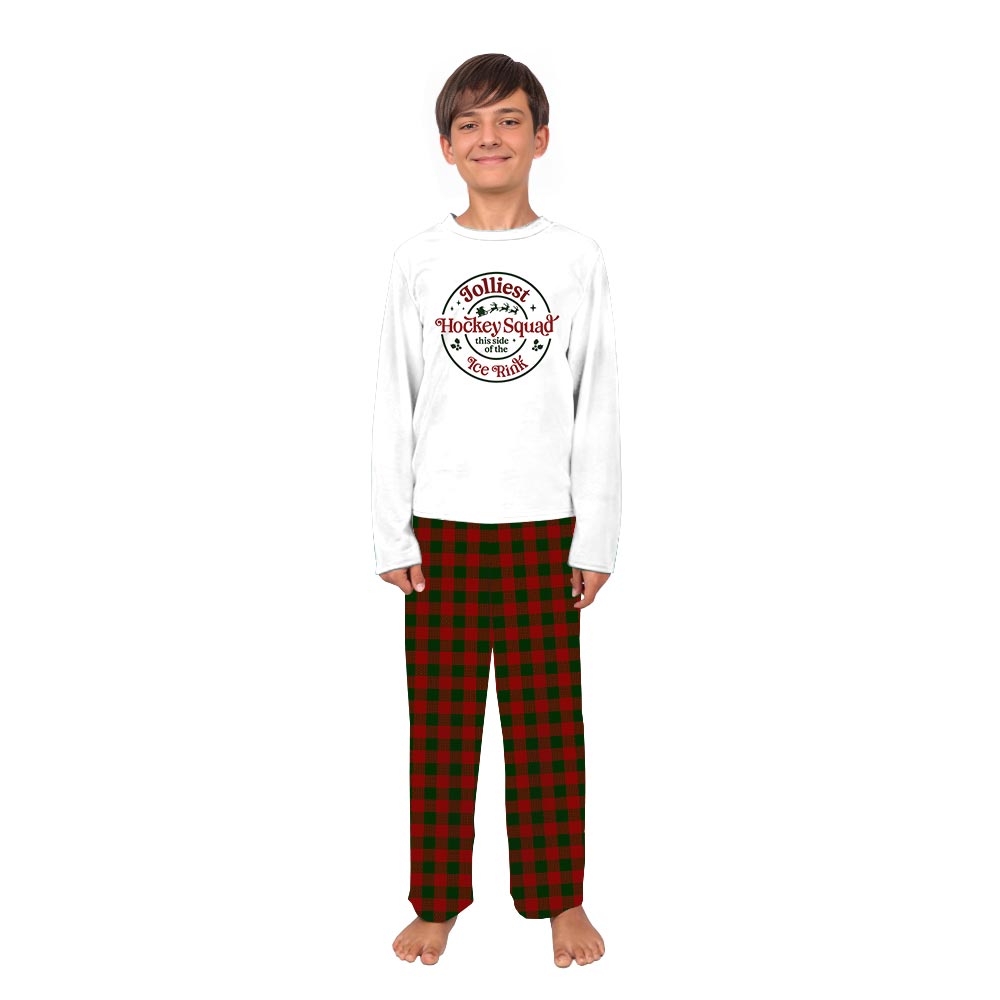 Custom Hockey Squad Quote Family With Dog Christmas Pajamas