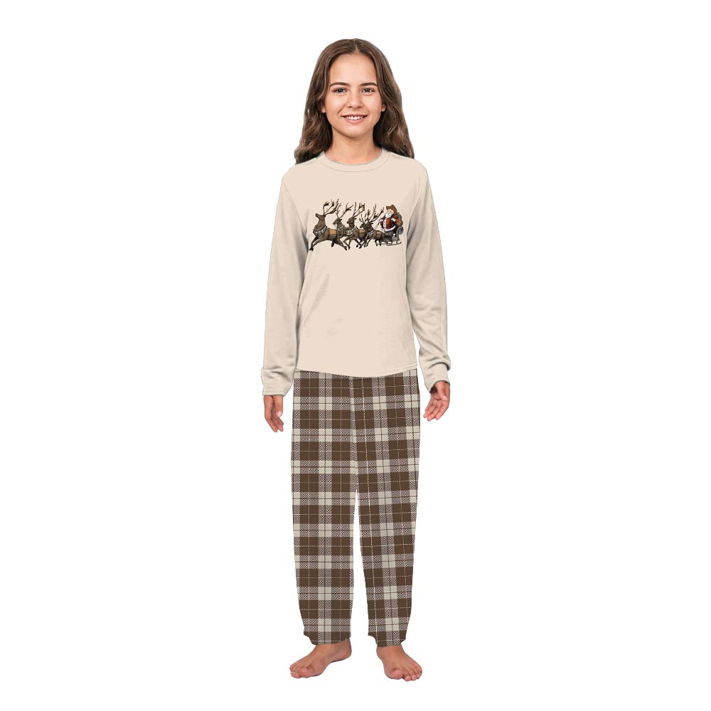 Beige Cowboy Santa and Reindeer Family Pajamas Christmas Dog Beige Cowboy Santa and Reindeer Family Pajamas Christmas Dog