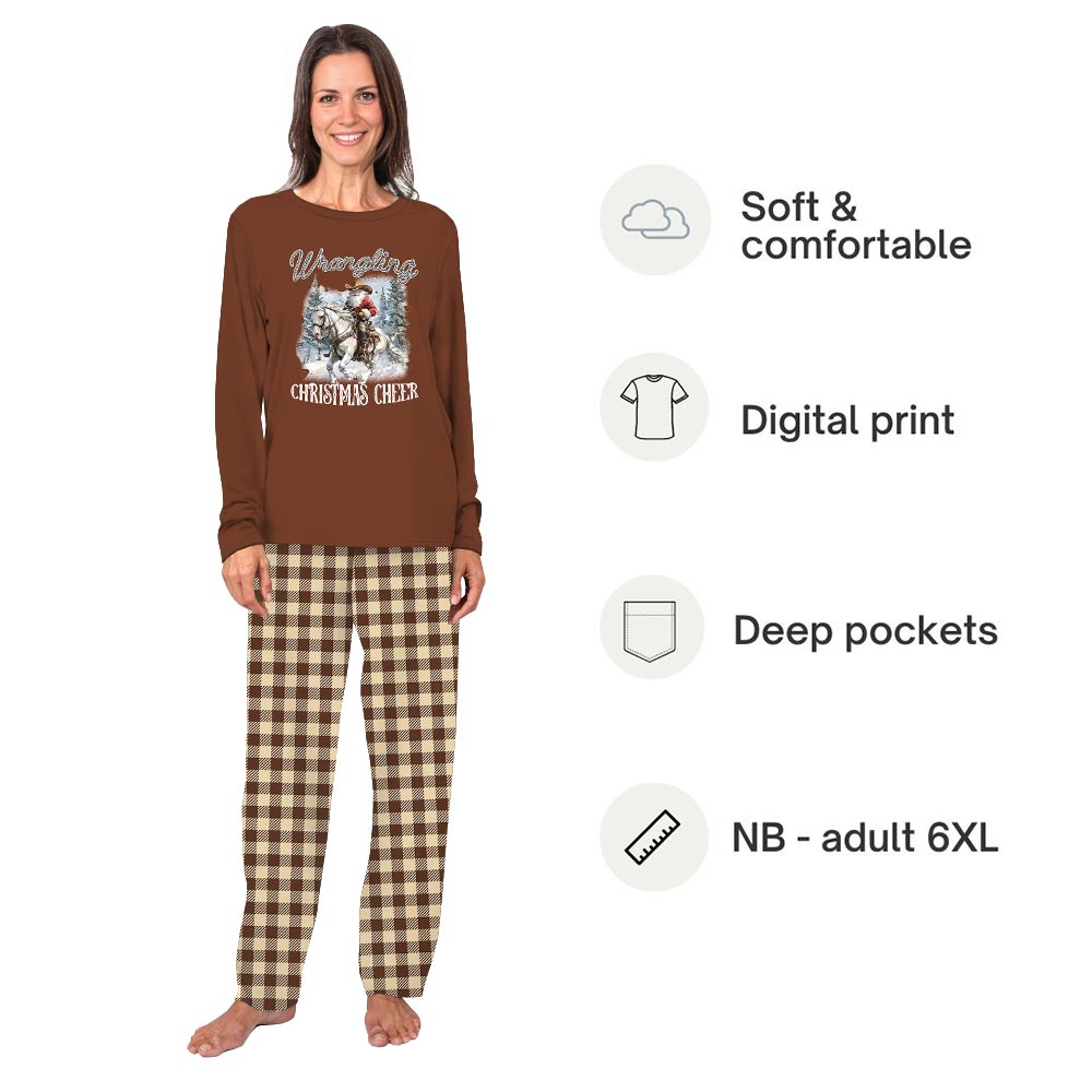 Wrangling Christmas Cowboy Santa Matching Pajama Set With Dog