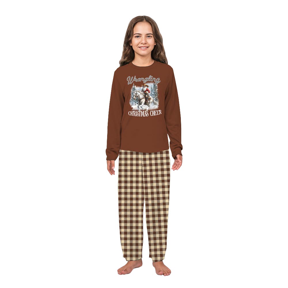 Wrangling Christmas Cowboy Santa Matching Pajama Set With Dog