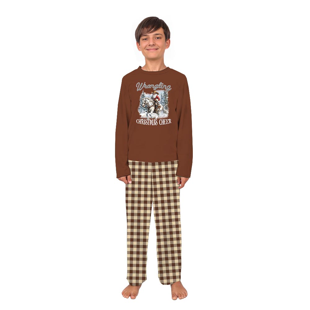 Wrangling Christmas Cowboy Santa Matching Pajama Set With Dog