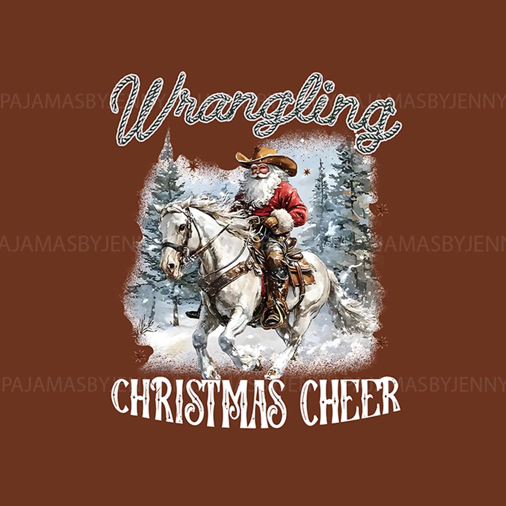 Wrangling Christmas Cowboy Santa Matching Pajama Set With Dog