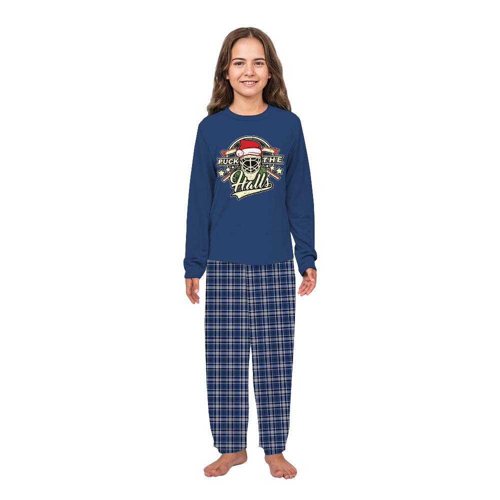 Puck The Halls Hockey Matching Pajama Set With Dog Puck The Halls Hockey Matching Pajama Set With Dog