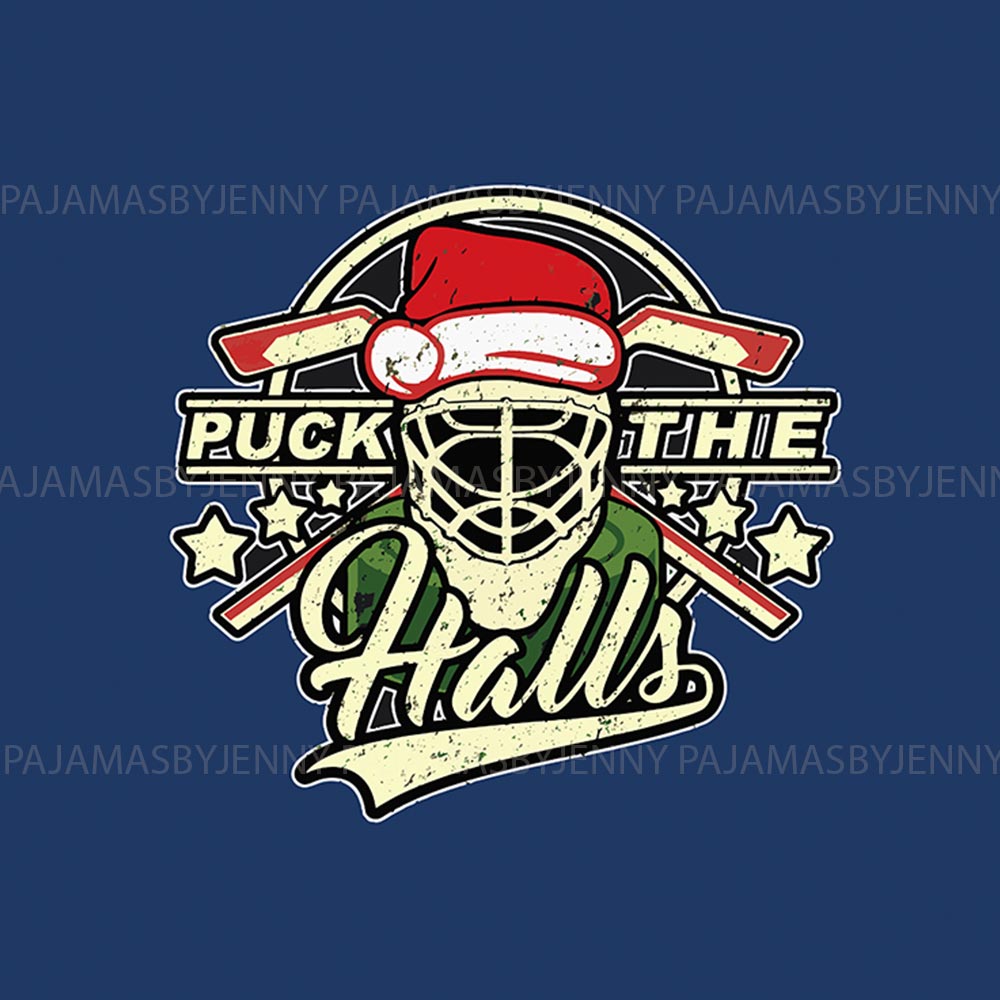 Puck The Halls Hockey Matching Pajama Set With Dog Puck The Halls Hockey Matching Pajama Set With Dog