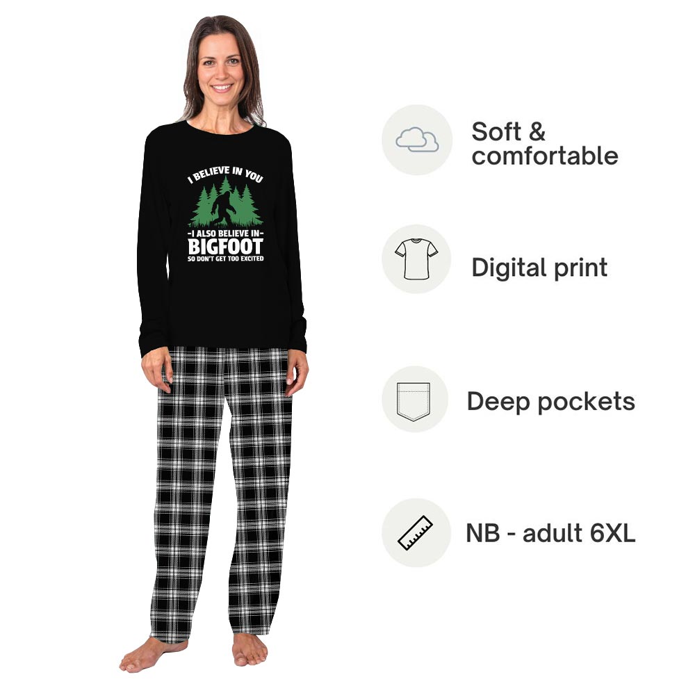 I Believe In Bigfoot Holiday Pajamas For Family And Dog I Believe In Bigfoot Holiday Pajamas For Family And Dog