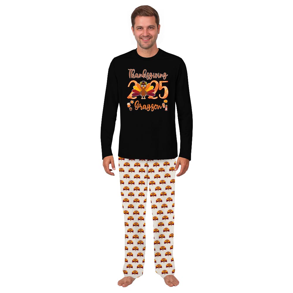 Custom Name Thanksgiving Turkey Dog Family Pyjamas Custom Name Thanksgiving Turkey Dog Family Pyjamas