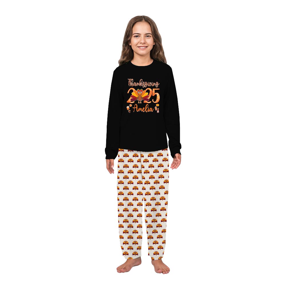 Custom Name Thanksgiving Turkey Dog Family Pyjamas Custom Name Thanksgiving Turkey Dog Family Pyjamas