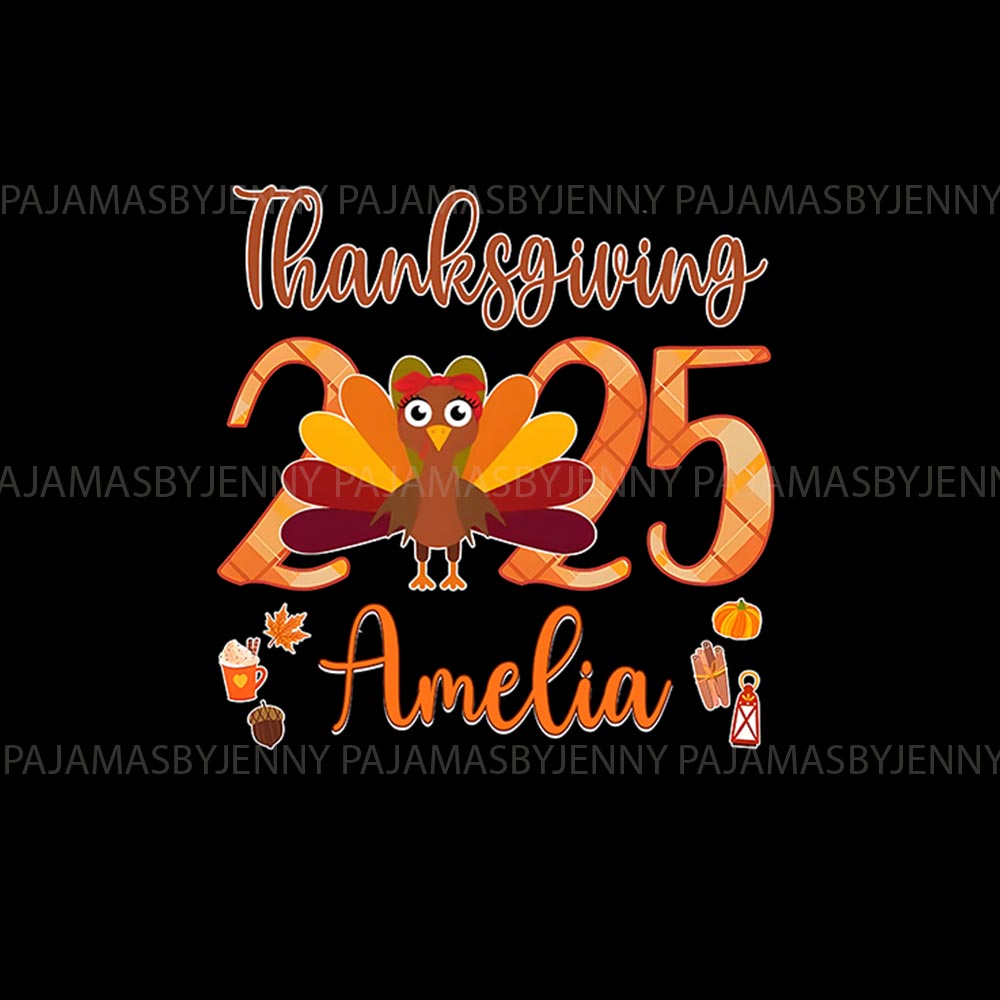 Custom Name Thanksgiving Turkey Dog Family Pyjamas Custom Name Thanksgiving Turkey Dog Family Pyjamas