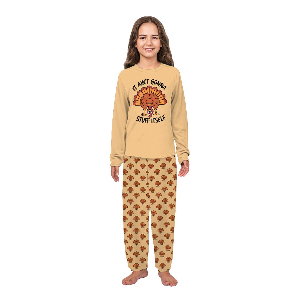 Funny Quote and Thanksgiving Turkey Family Pajamas With Dog Funny Quote and Thanksgiving Turkey Family Pajamas With Dog