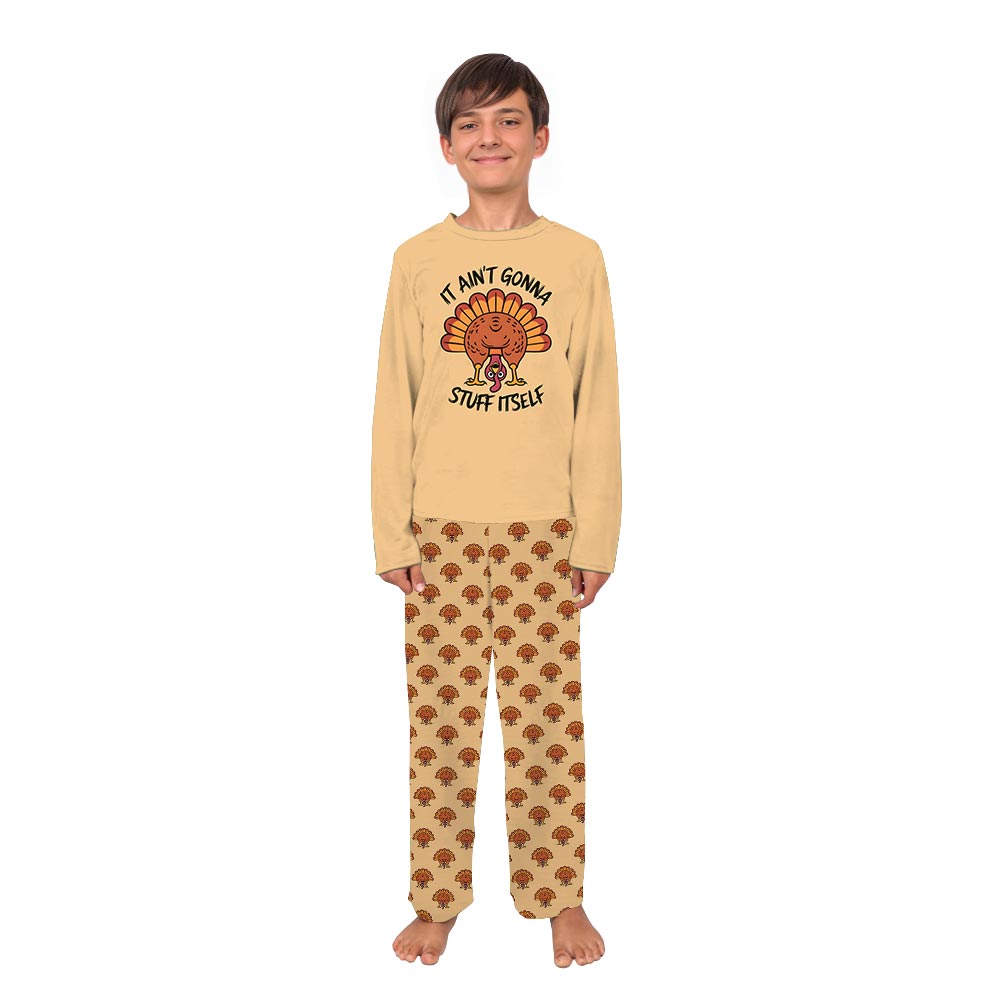 Funny Quote and Thanksgiving Turkey Family Pajamas With Dog Funny Quote and Thanksgiving Turkey Family Pajamas With Dog
