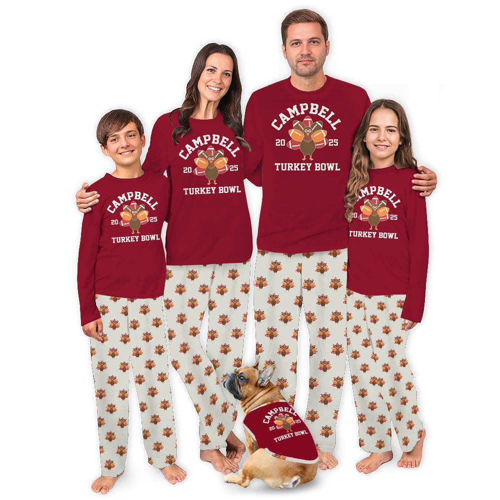 Red Thanksgiving Turkey Bowl Dog And Me Matching Pajamas Red Thanksgiving Turkey Bowl Dog And Me Matching Pajamas