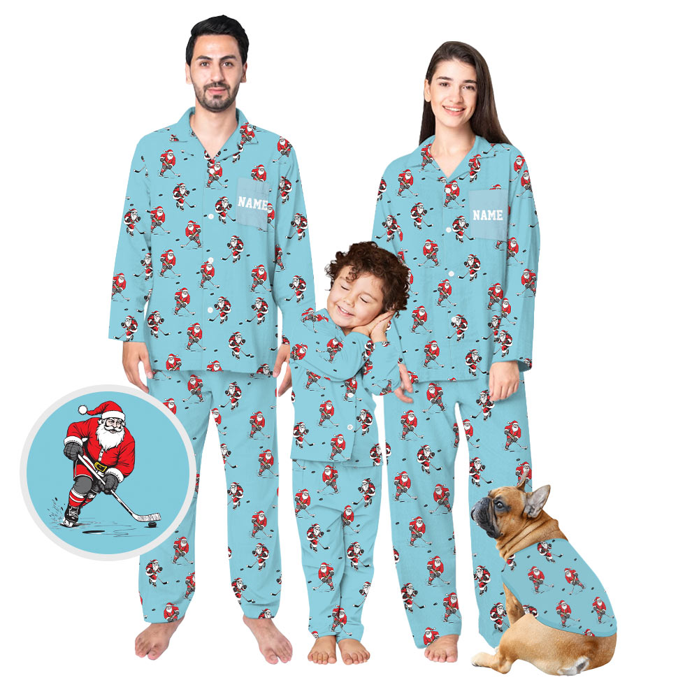 Exciting Plus size Christmas Pajamas With Hockey Santa Exciting Plus size Christmas Pajamas With Hockey Santa
