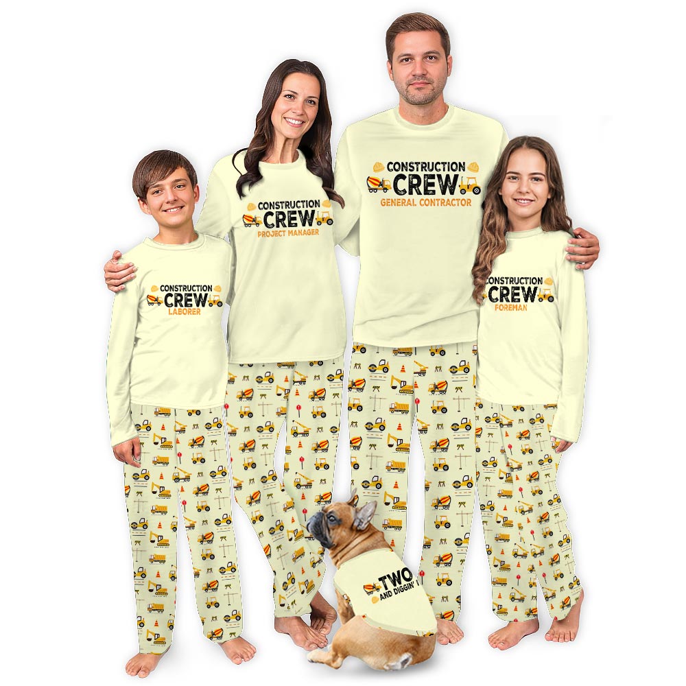 Funny Construction Crew Family Personalized Pajamas Funny Construction Crew Family Personalized Pajamas