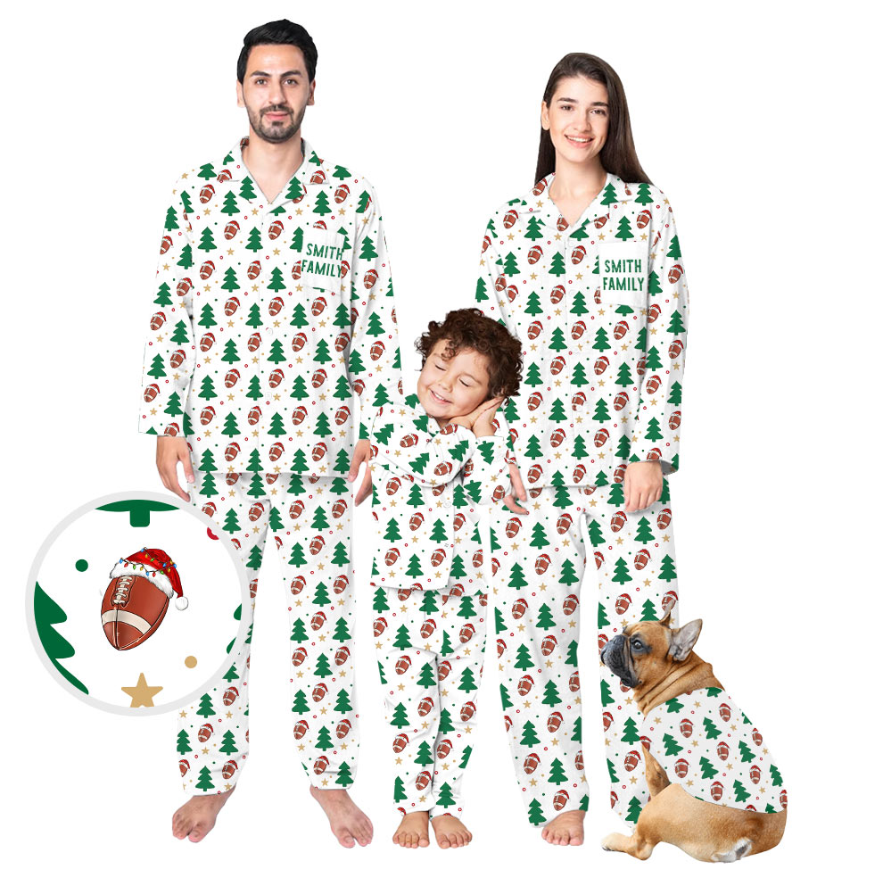 Festive Matching Family Football Christmas Pajamas Festive Matching Family Football Christmas Pajamas