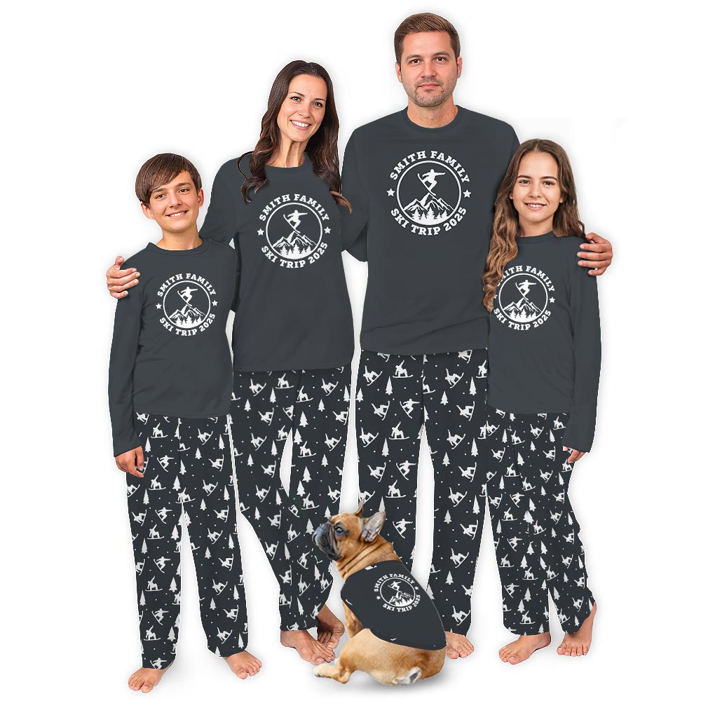 Ski Trip Adventure Christmas Matching People And Dog Pajamas Ski Trip Adventure Christmas Matching People And Dog Pajamas