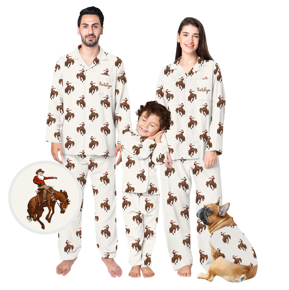 Bold Western Family Christmas Pajamas With Custom Name Bold Western Family Christmas Pajamas With Custom Name