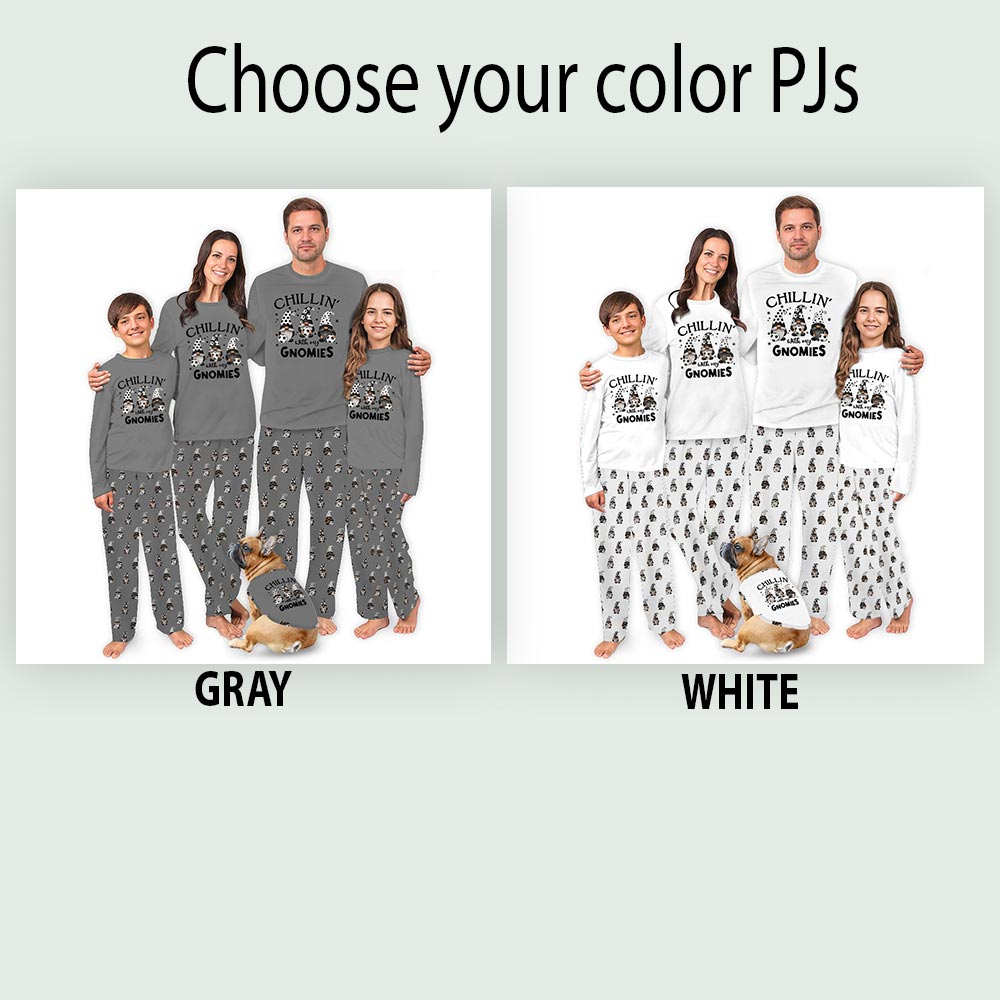 Gray Dog Matching Pajama Set with Gnomies Soccer Fun Gray Dog Matching Pajama Set with Gnomies Soccer Fun