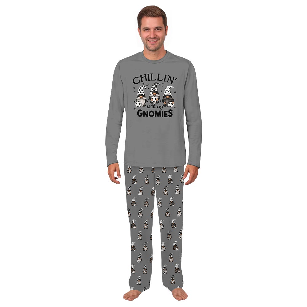 Gray Dog Matching Pajama Set with Gnomies Soccer Fun Gray Dog Matching Pajama Set with Gnomies Soccer Fun