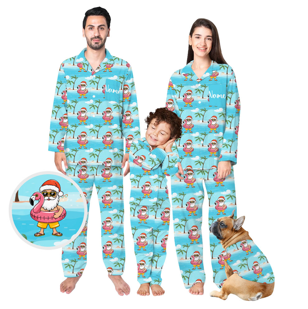 Funny Summer Santa Family Christmas Pajamas Funny Summer Santa Family Christmas Pajamas