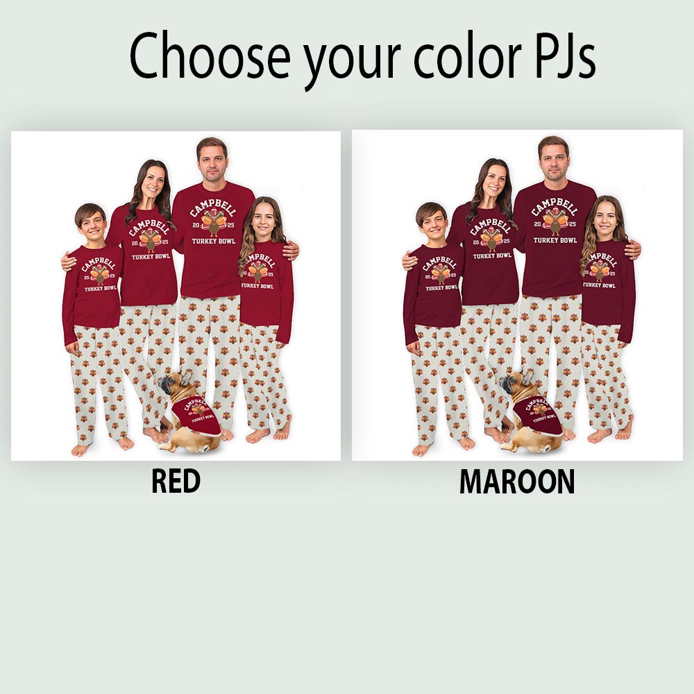 Red Thanksgiving Turkey Bowl Dog And Me Matching Pajamas Red Thanksgiving Turkey Bowl Dog And Me Matching Pajamas