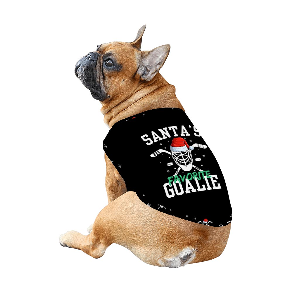 Santa's Favorite Goalie Hockey Pajama Set for the Family with Dog Santa's Favorite Goalie Hockey Pajama Set for the Family with Dog