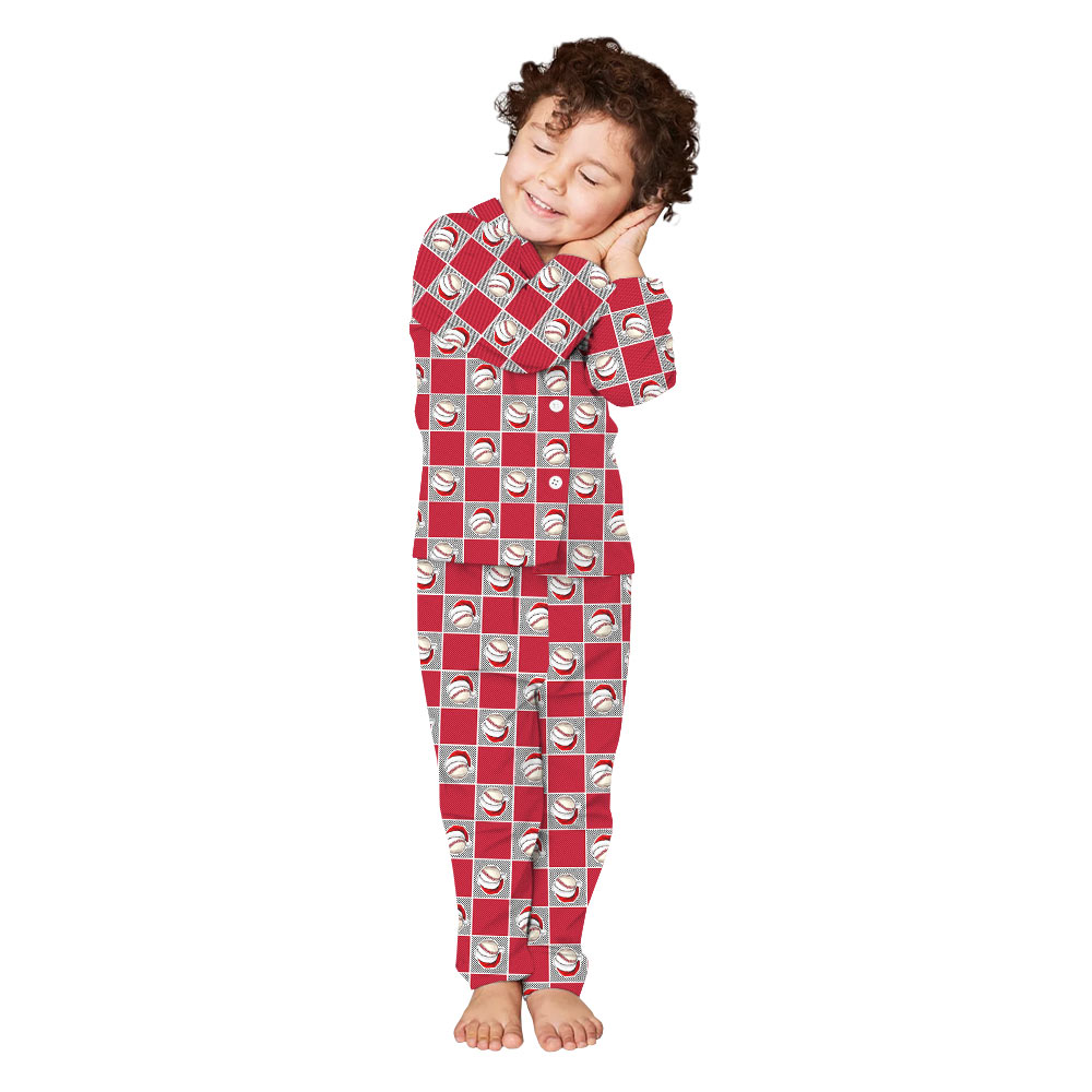 Bold Baseball Family Plaid Christmas Pajamas